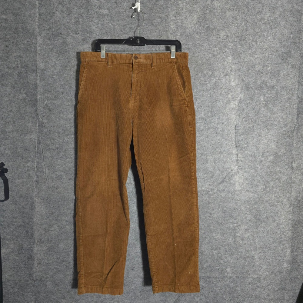 Gap Corduroy Pants Mens 33 Brown Straight Leg Stretch Casual Flat Front Ribbed